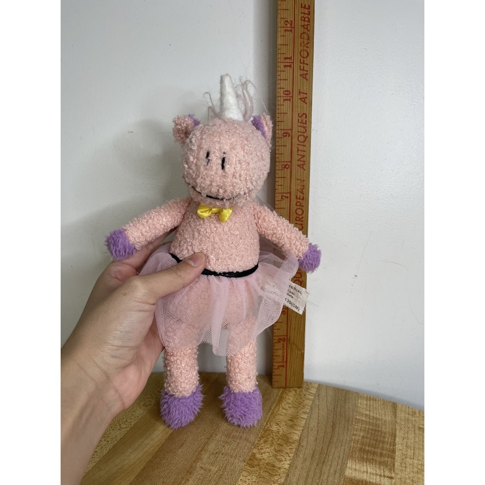 Hobby Lobby Ballerina Pink Unicorn Plush Stuffed 10" Lovey Yellow Bow